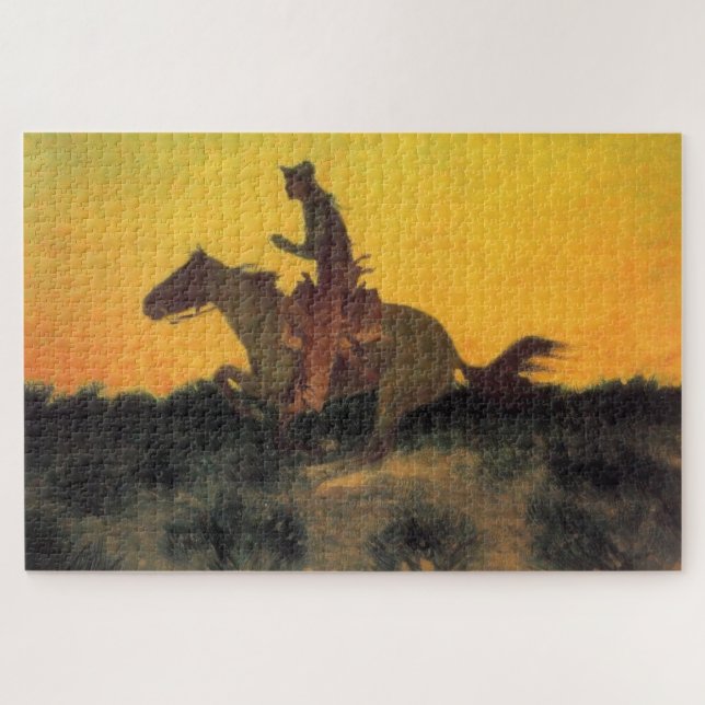 Horse Rider Against the Sunset (by Remington) Jigsaw Puzzle (Horizontal)
