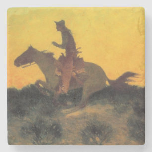 Horse Rider Against the Sunset (by Remington) Stone Coaster