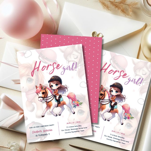 Horse & Rider Birthday Invitations Equestrian Girl (Creator Uploaded)