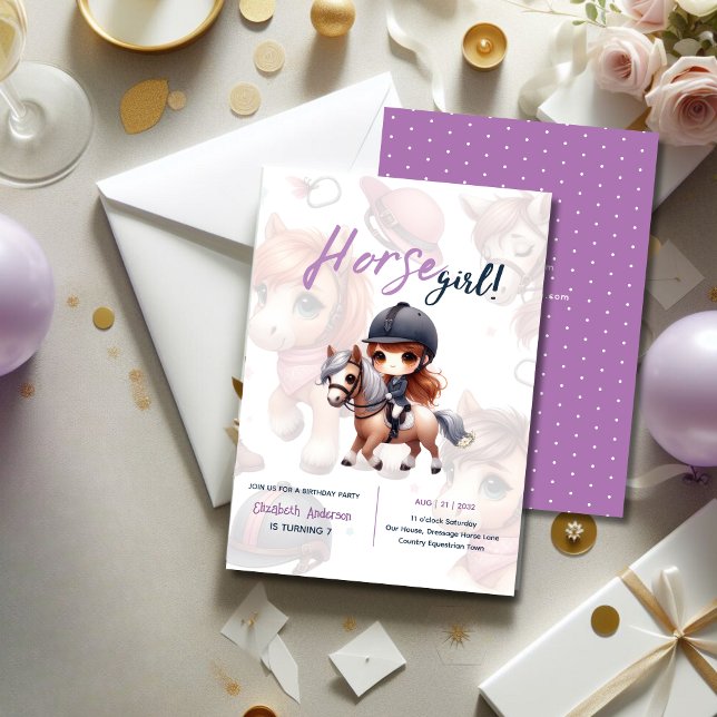 Horse & Rider Birthday Invitations Equestrian Girl (Creator Uploaded)