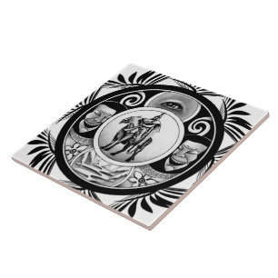 Horse Rider Drawing Ceramic Tile