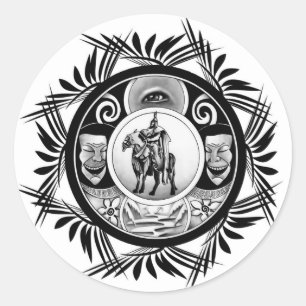 Horse Rider Drawing Classic Round Sticker