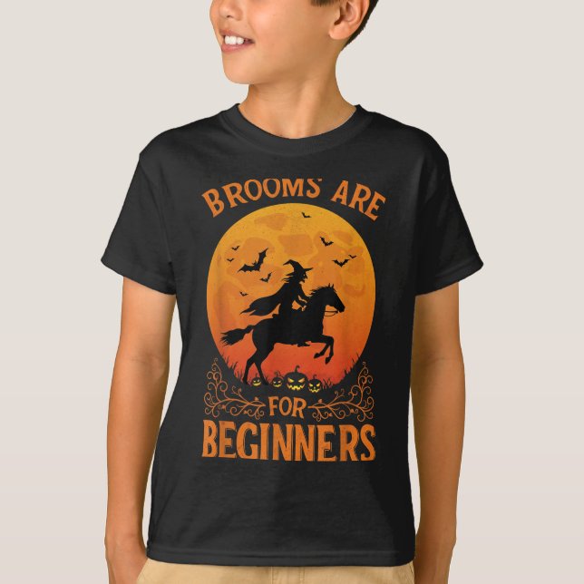 Horse Rider Halloween Equestrian Brooms Are For Be T-Shirt (Front)