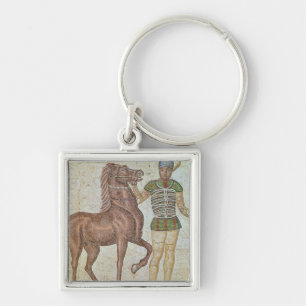 Horse rider in racing colours key ring