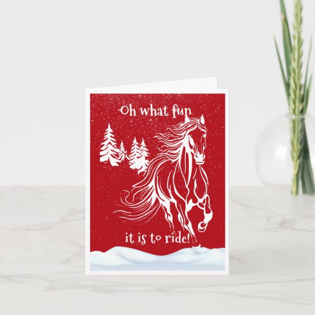 Horse Rider Lover Festive Christmas Holiday Card (Front)