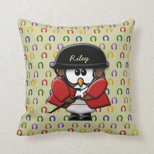 horse rider owl cushion