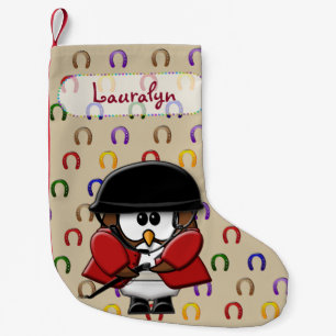 horse rider owl small christmas stocking
