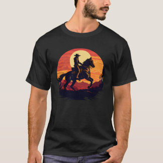 Horse Rider  Retro Vintage Sunset Horse Girl Graph T-Shirt