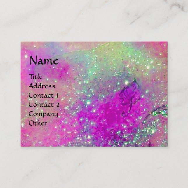 HORSE RIDERS IN NIGHT purple violet gold sparkles Business Card (Front)