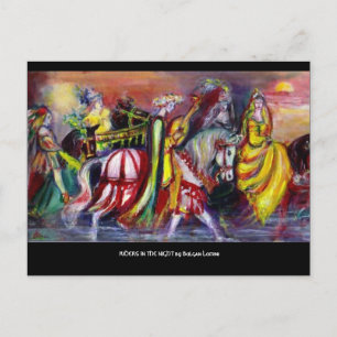 HORSE RIDERS IN THE NIGHT Fantasy Invitation Postcard