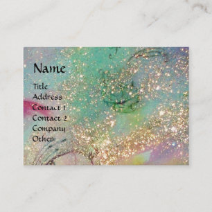 HORSE RIDERS,MUSIC IN NIGHT Gold Blue Sparkles Business Card