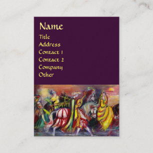 HORSE RIDERS,MUSIC IN THE NIGHT Fantasy Purple Business Card