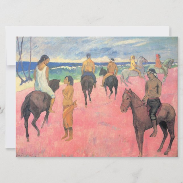 Horse Riders on the Beach in Tahiti (by Gaugin) Card (Front)