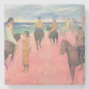 Horse Riders on the Beach in Tahiti (Paul Gaugin) Stone Coaster