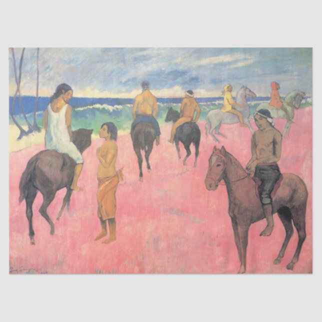 Horse Riders on the Beach in Tahiti (Paul Gaugin) Tissue Paper (Front)