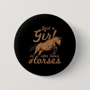 Horse Riding Animal Lover Equestrian Women Girls H 6 Cm Round Badge