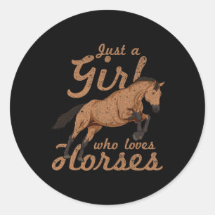 Horse Riding Animal Lover Equestrian Women Girls H Classic Round Sticker