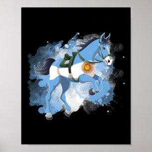 Horse Riding Argentina Flag Poster