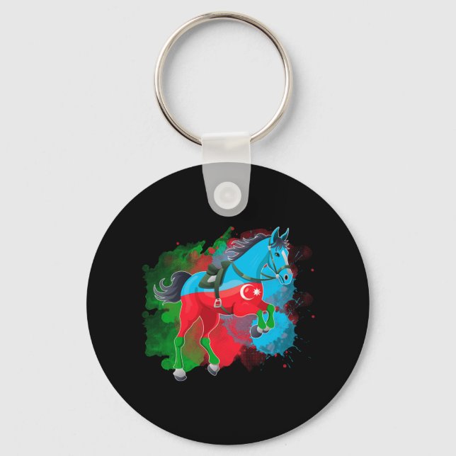 Horse Riding Azerbaijan Flag  Key Ring (Front)