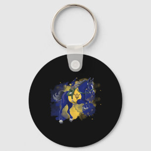 Horse Riding Barbados Flag  Key Ring