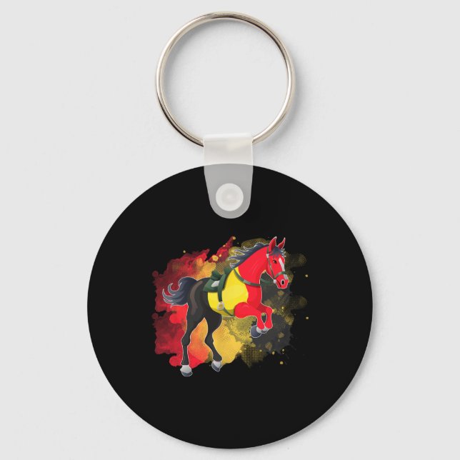 Horse Riding Belgium Flag  Key Ring (Front)