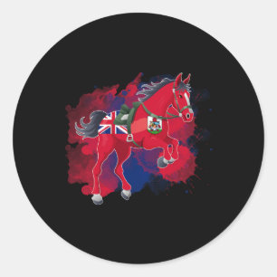 Horse Riding Bermuda Flag Classic Round Sticker