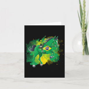 Horse Riding Brazil Flag Card