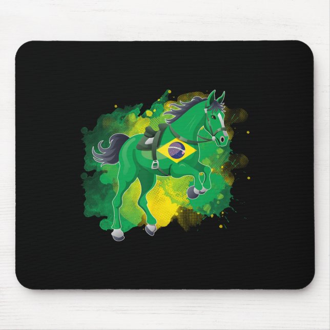 Horse Riding Brazil Flag  Mouse Pad (Front)