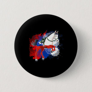 Horse Riding Chile Flag  6 Cm Round Badge