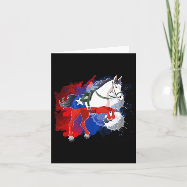 Horse Riding Chile Flag  Card (Front)