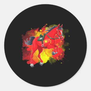 Horse Riding China Flag Classic Round Sticker