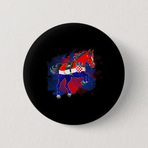 Horse Riding Croatia Flag  6 Cm Round Badge