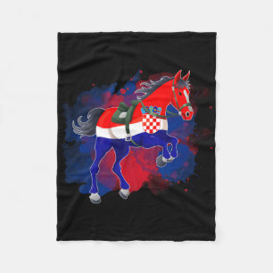 Horse Riding Croatia Flag Fleece Blanket