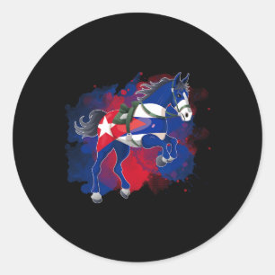 Horse Riding Cuba Flag  Classic Round Sticker