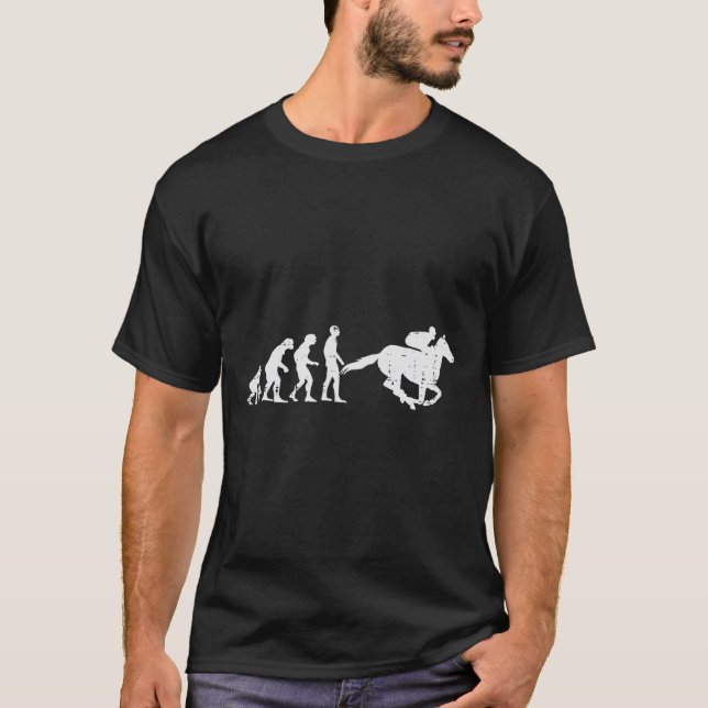 Horse Riding Evolution Funny Horseback Racing Eque T-Shirt (Front)