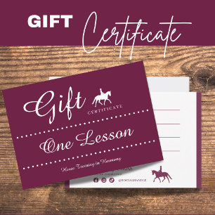 Horse Riding Gift Certificate Gift Card