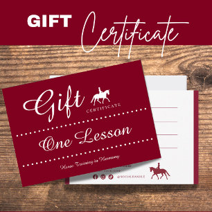 Horse Riding Gift Certificate Gift Card
