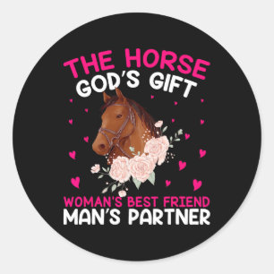 Horse Riding Girls Women Equestrian Horseback Classic Round Sticker