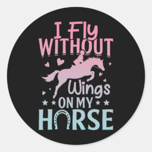 Horse Riding Girls Women Equestrian Horseback Classic Round Sticker