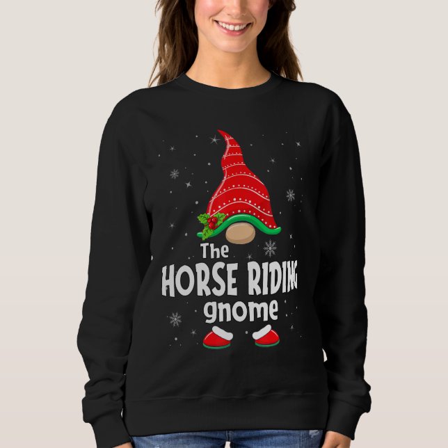 Horse Riding Gnome Family Group Christmas Party Pa Sweatshirt (Front)