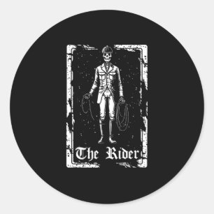 Horse Riding Horseback Rider - Skeleton Tarot Card Classic Round Sticker