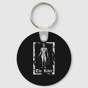 Horse Riding Horseback Rider - Skeleton Tarot Card Key Ring