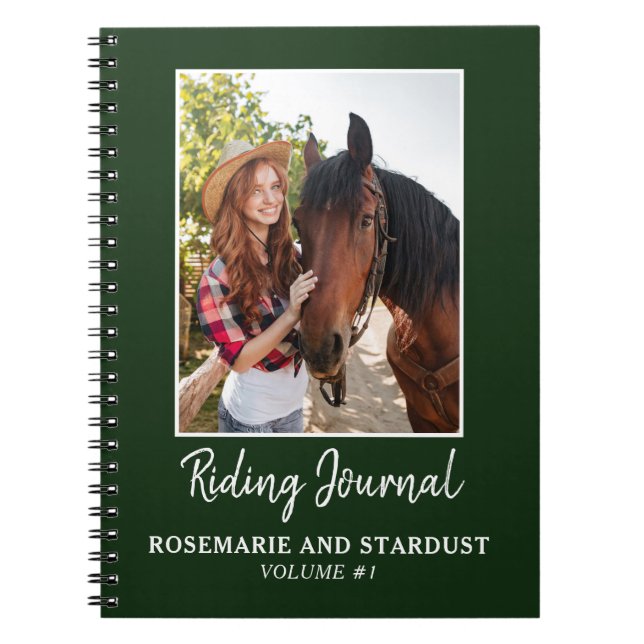 Horse Riding Journal Personalized Photo Green (Front)