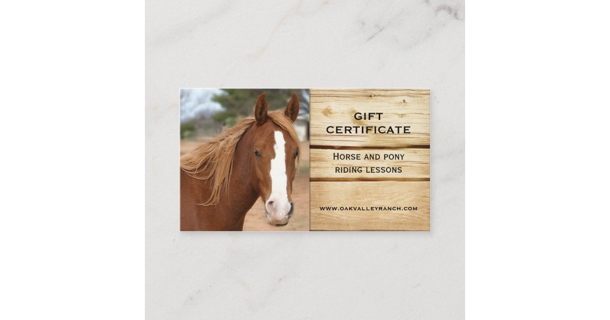 Horse Riding Lessons Gift Certificate Template Zazzle
