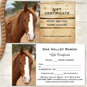 Horse Riding Lessons Gift Certificate Template