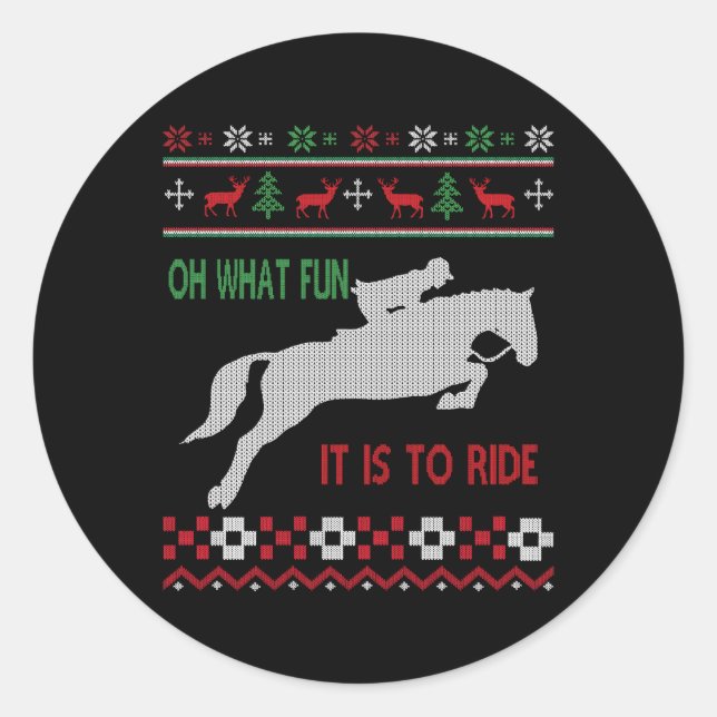 Horse Riding Oh W Fun Classic Round Sticker (Front)