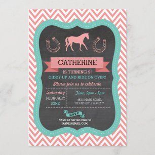 Horse Riding Party Invite Chevron Pony Invitation