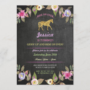 Horse Riding Party Invite Pony Chalk Invitation