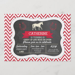 Horse Riding Party Invite Pony Red Invitation