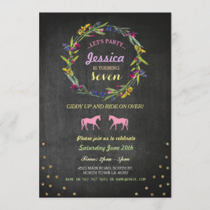 Horse Riding Party Invite Pony Wreath Invitation